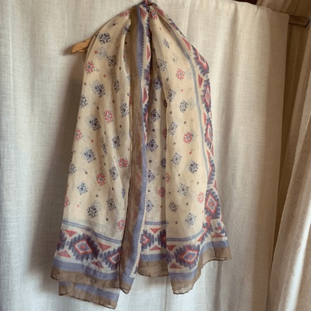 VTG Charlotte Russe Boho Scarf Beige Wrap Shawl for Women Fall‎ Classic Colorful